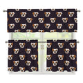 Cute English Bulldog Pattern Print 3 Piece Kitchen Curtains