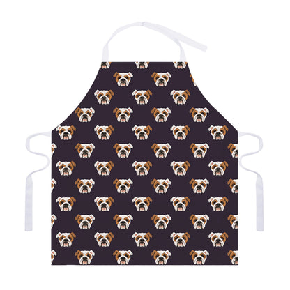 Cute English Bulldog Pattern Print Adjustable Apron