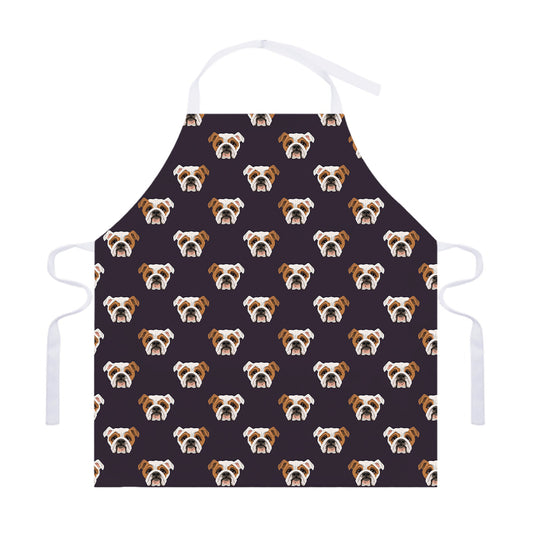 Cute English Bulldog Pattern Print Adjustable Apron