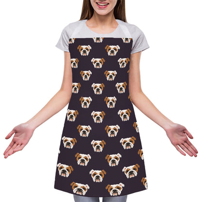 Cute English Bulldog Pattern Print Adjustable Apron