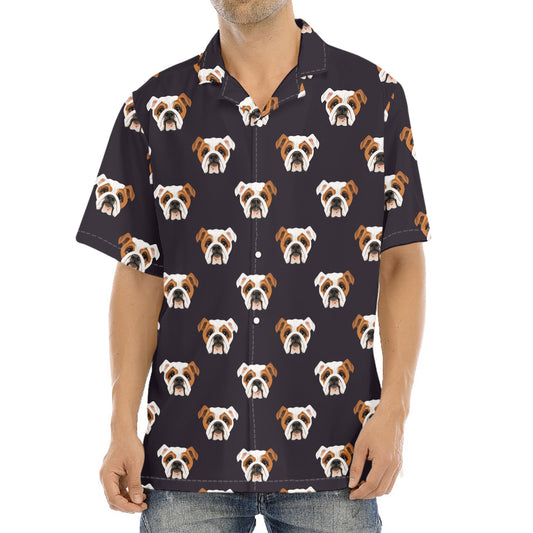 Cute English Bulldog Pattern Print Aloha Shirt