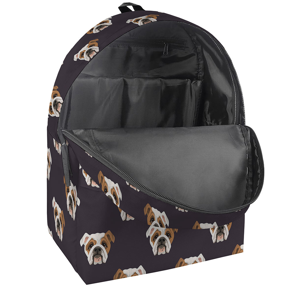 Cute English Bulldog Pattern Print Backpack