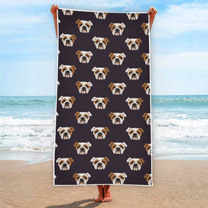 Cute English Bulldog Pattern Print Beach Towel