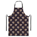 Cute English Bulldog Pattern Print Bib Apron With Pocket