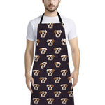 Cute English Bulldog Pattern Print Bib Apron With Pocket