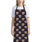 Cute English Bulldog Pattern Print Bib Apron With Pocket