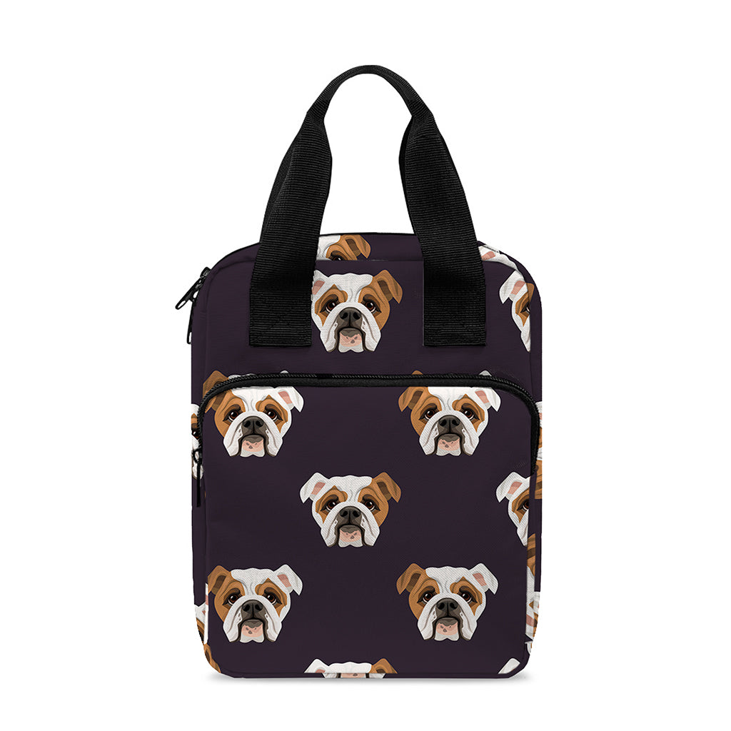 Cute English Bulldog Pattern Print Bible Tote Bag