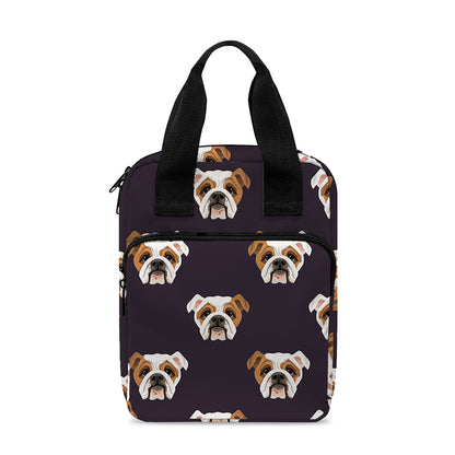 Cute English Bulldog Pattern Print Bible Tote Bag