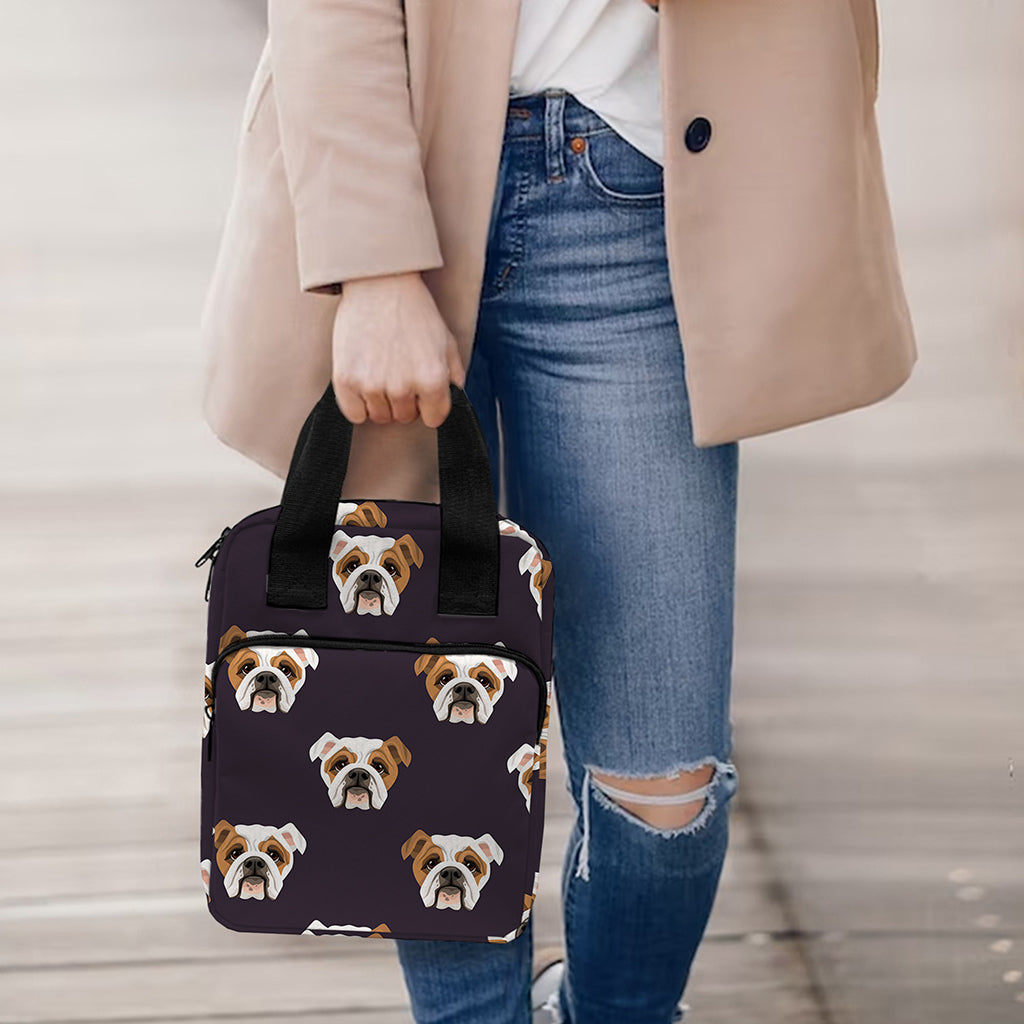 Cute English Bulldog Pattern Print Bible Tote Bag