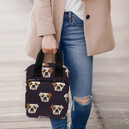 Cute English Bulldog Pattern Print Bible Tote Bag