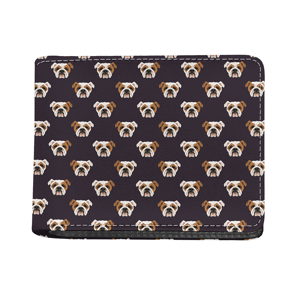 Cute English Bulldog Pattern Print Bifold Wallet