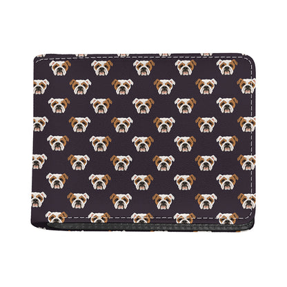 Cute English Bulldog Pattern Print Bifold Wallet
