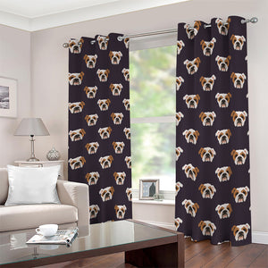 Cute English Bulldog Pattern Print Blackout Grommet Curtains