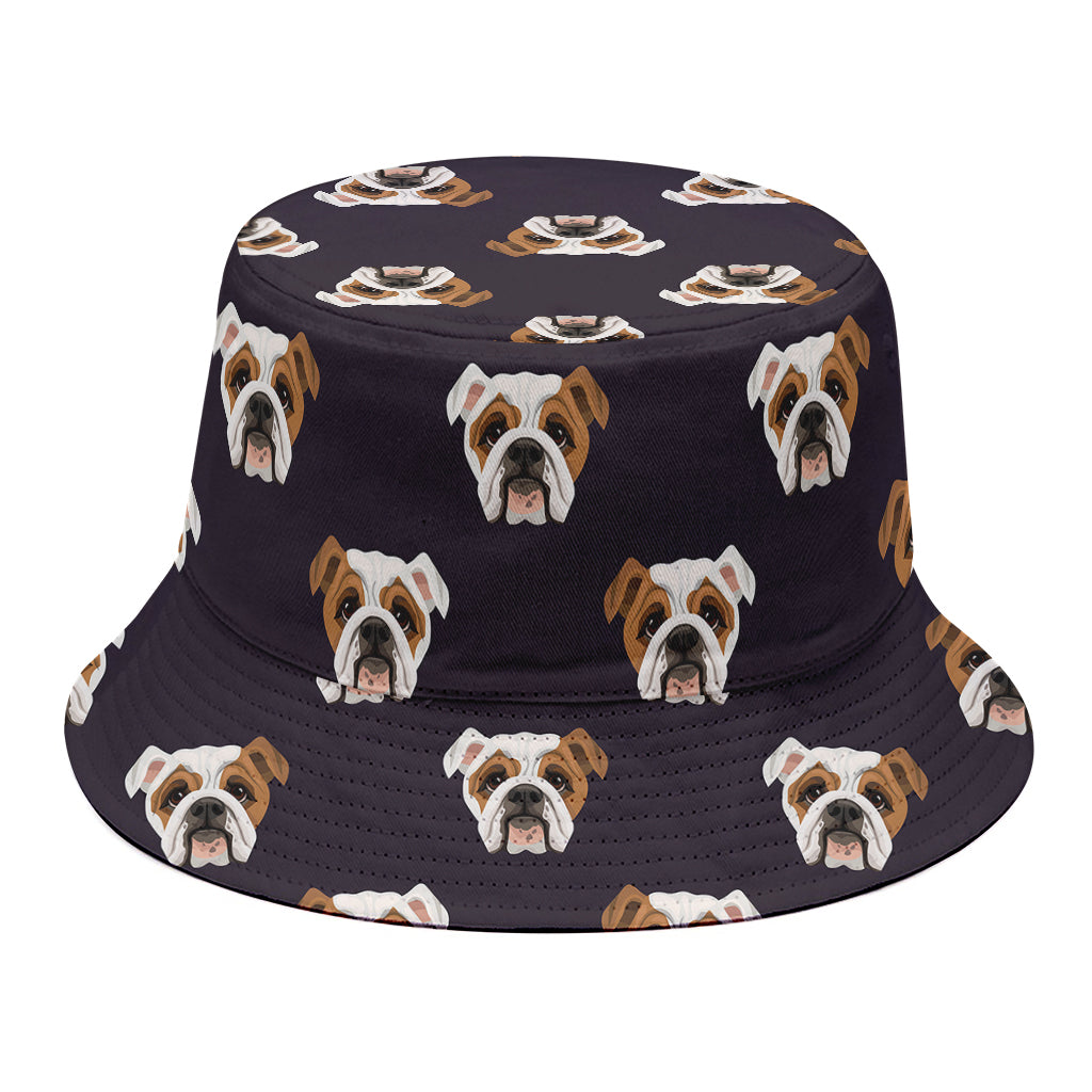 Cute English Bulldog Pattern Print Bucket Hat