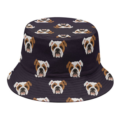 Cute English Bulldog Pattern Print Bucket Hat