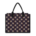 Cute English Bulldog Pattern Print Canvas Tote Bag