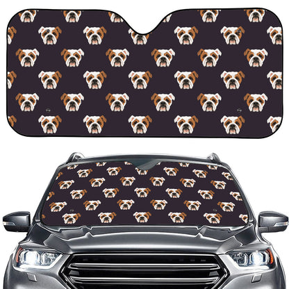 Cute English Bulldog Pattern Print Car Windshield Sun Shade