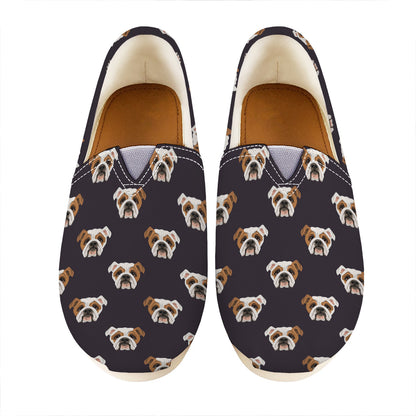 Cute English Bulldog Pattern Print Casual Shoes