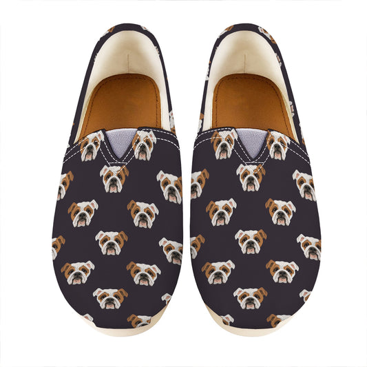 Cute English Bulldog Pattern Print Casual Shoes