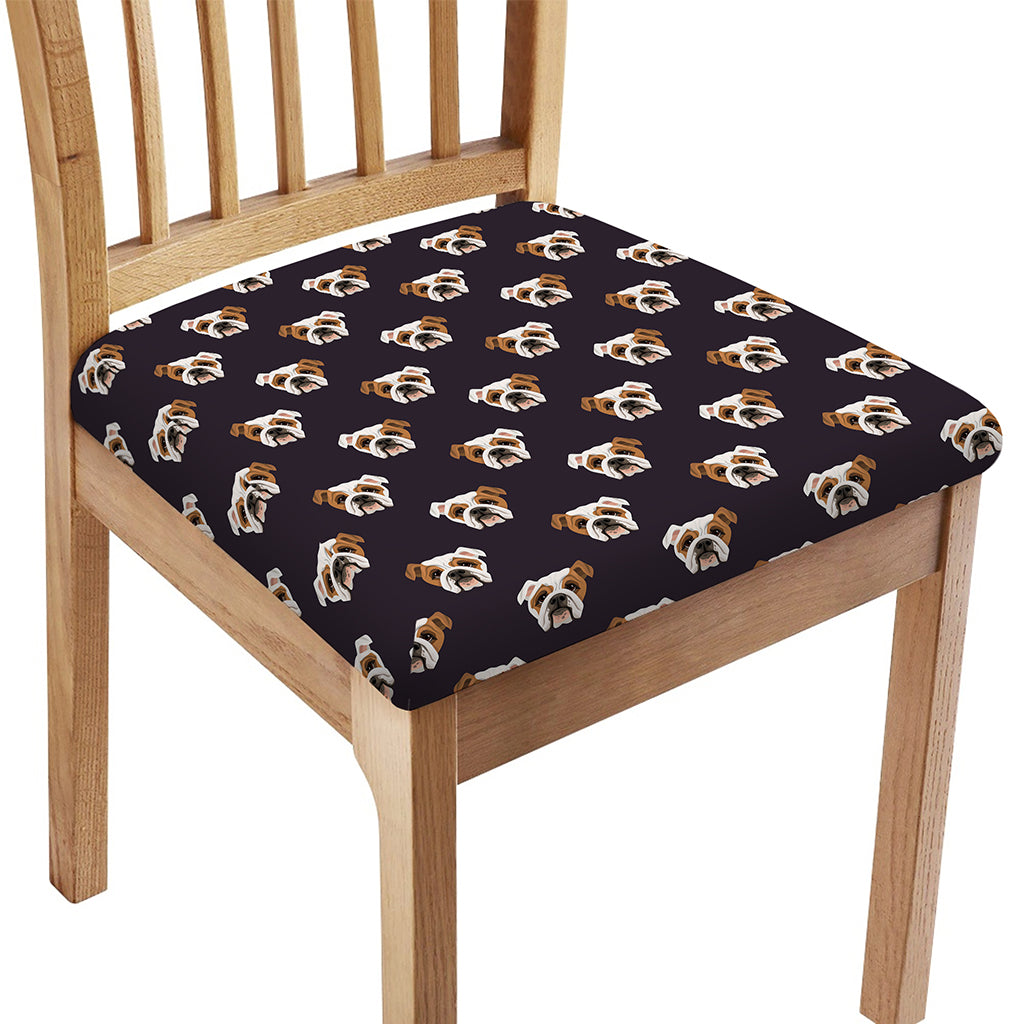 Cute English Bulldog Pattern Print Chair Cushion Cover