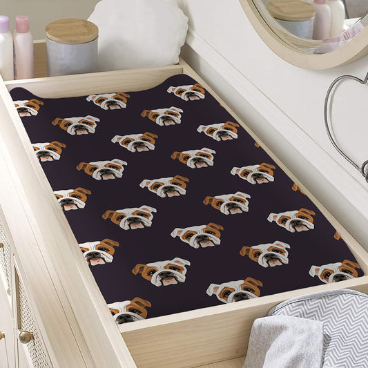 Cute English Bulldog Pattern Print Changing Pad Cover