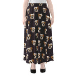 Cute English Bulldog Pattern Print Chiffon Maxi Skirt