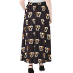 Cute English Bulldog Pattern Print Chiffon Maxi Skirt