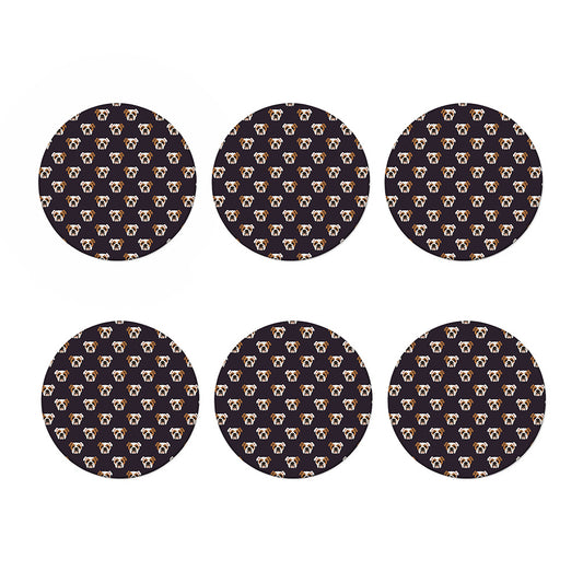 Cute English Bulldog Pattern Print Coaster Set