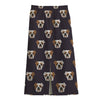 Cute English Bulldog Pattern Print Cotton Front Slit Maxi Skirt