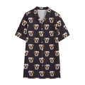 Cute English Bulldog Pattern Print Cotton Hawaiian Shirt