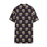Cute English Bulldog Pattern Print Cotton Hawaiian Shirt
