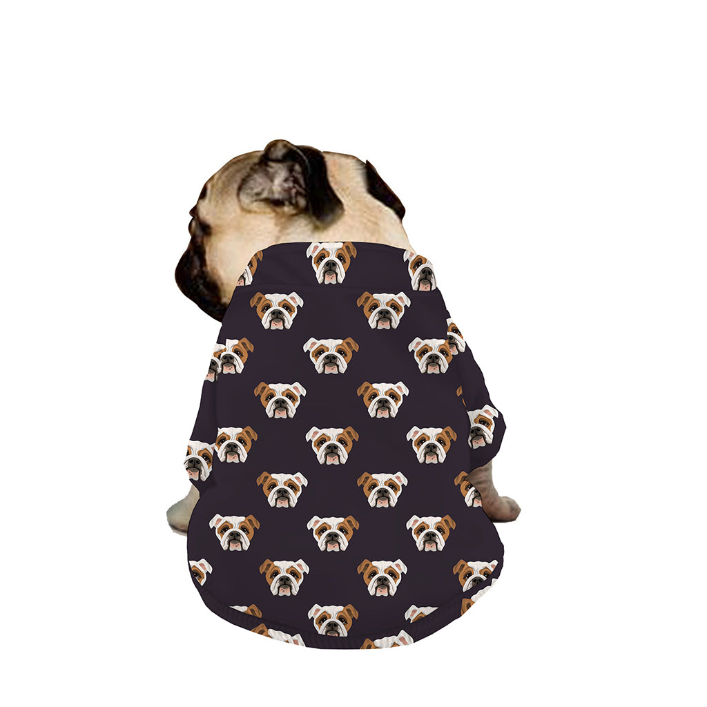 Cute English Bulldog Pattern Print Dog Zip Up Jacket