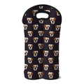 Cute English Bulldog Pattern Print Double Neoprene Wine Tote