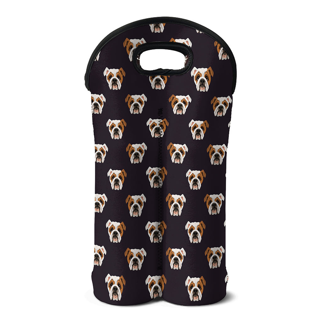Cute English Bulldog Pattern Print Double Neoprene Wine Tote