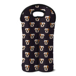Cute English Bulldog Pattern Print Double Neoprene Wine Tote