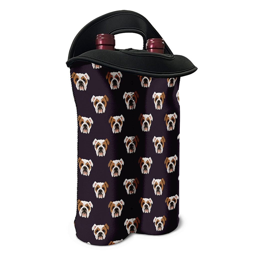 Cute English Bulldog Pattern Print Double Neoprene Wine Tote