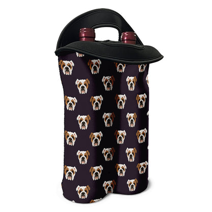 Cute English Bulldog Pattern Print Double Neoprene Wine Tote