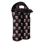 Cute English Bulldog Pattern Print Double Neoprene Wine Tote