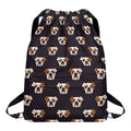 Cute English Bulldog Pattern Print Drawstring Backpack