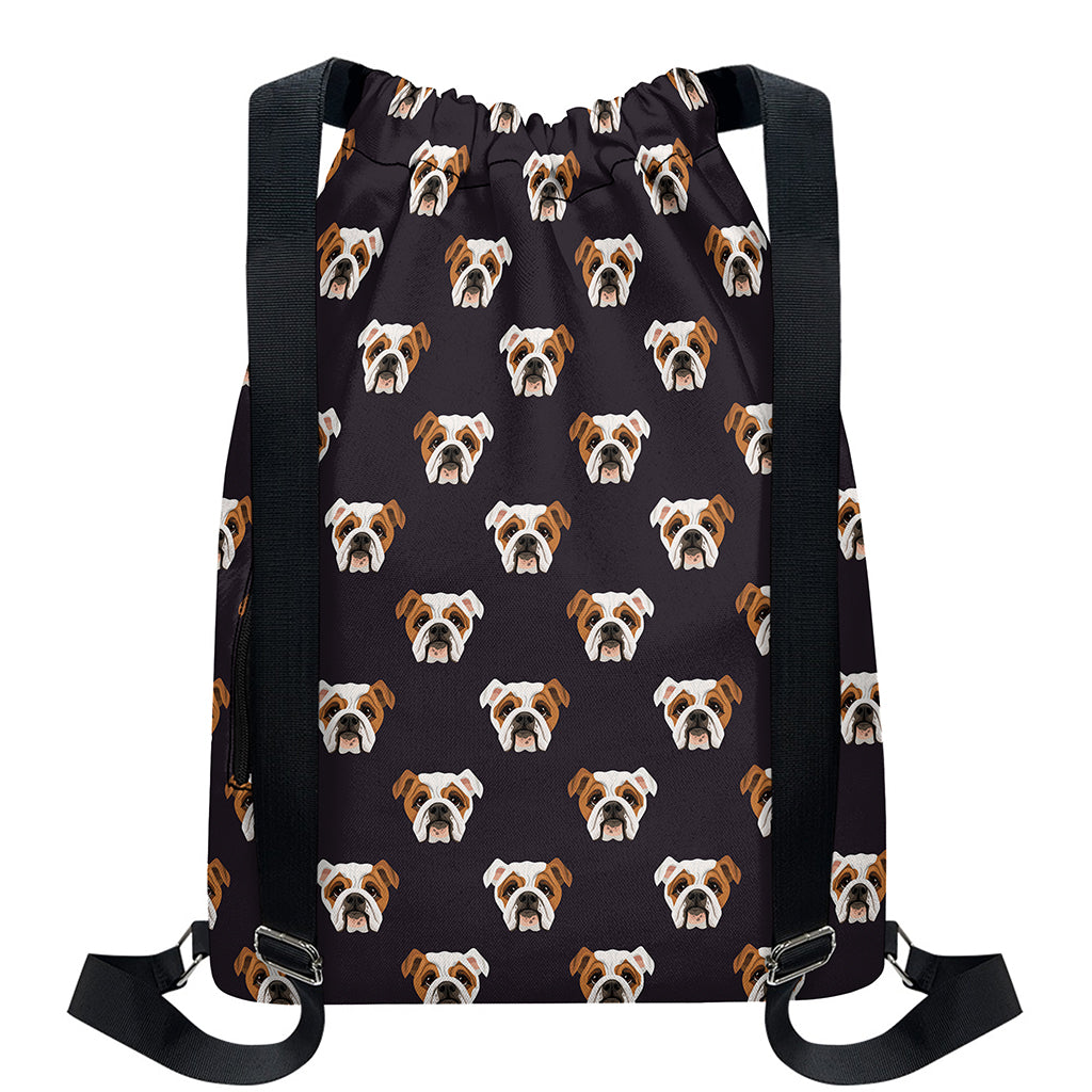 Cute English Bulldog Pattern Print Drawstring Backpack