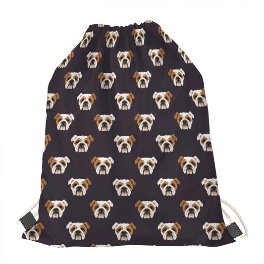 Cute English Bulldog Pattern Print Drawstring Bag