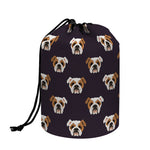 Cute English Bulldog Pattern Print Drawstring Makeup Bag
