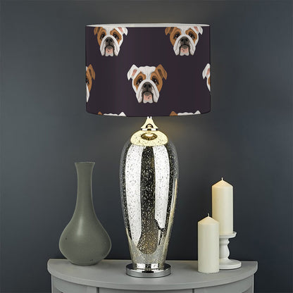 Cute English Bulldog Pattern Print Drum Lamp Shade