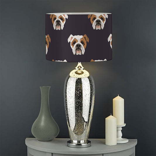 Cute English Bulldog Pattern Print Drum Lamp Shade