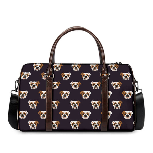 Cute English Bulldog Pattern Print Duffle Bag