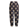 Cute English Bulldog Pattern Print Fleece Lined Knit Pants