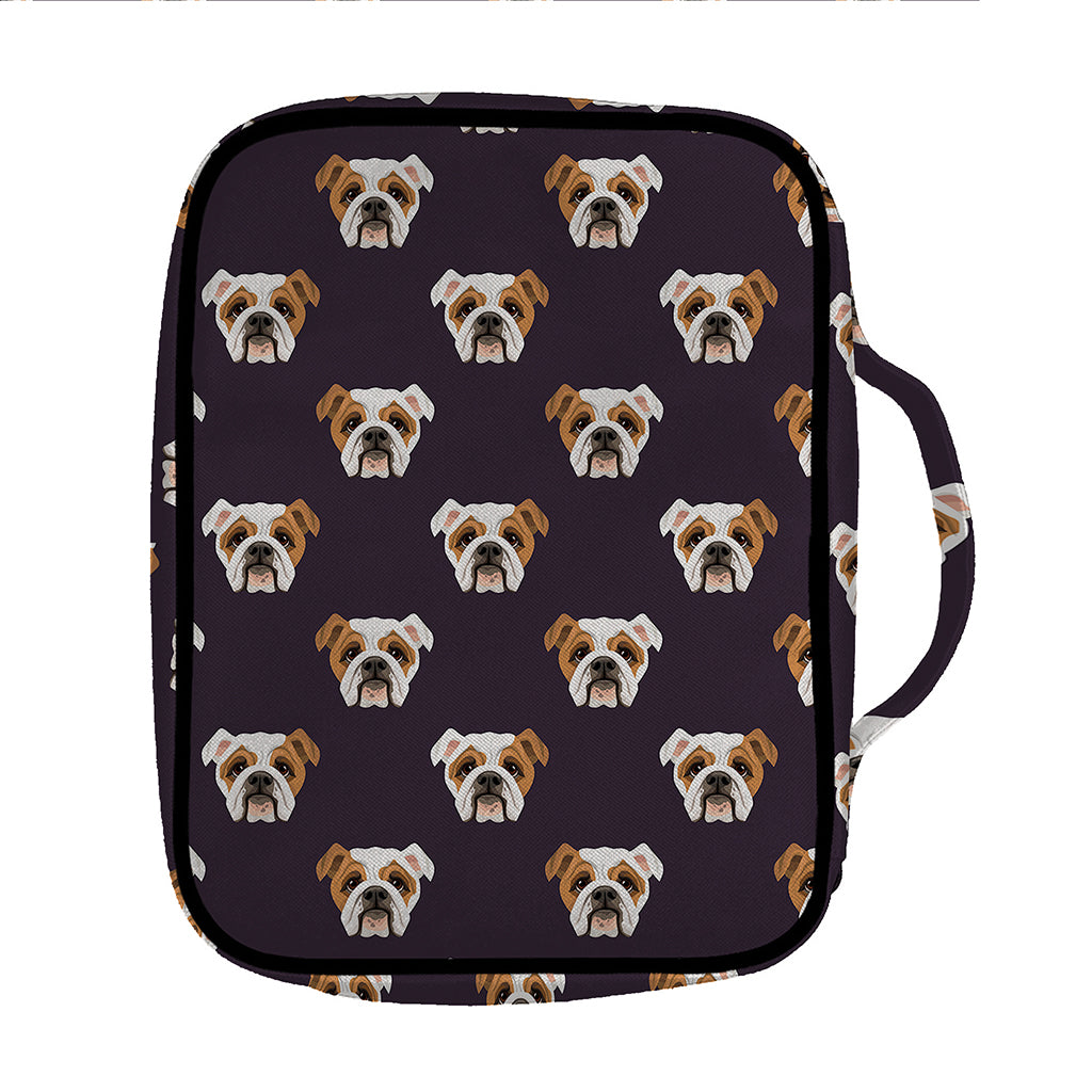 Cute English Bulldog Pattern Print Front Pocket Bible Bag