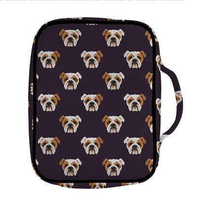 Cute English Bulldog Pattern Print Front Pocket Bible Bag