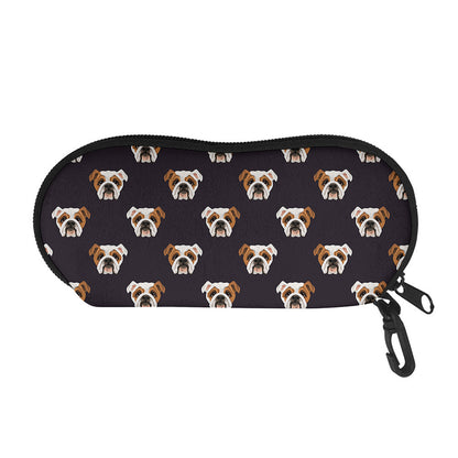 Cute English Bulldog Pattern Print Glasses Case