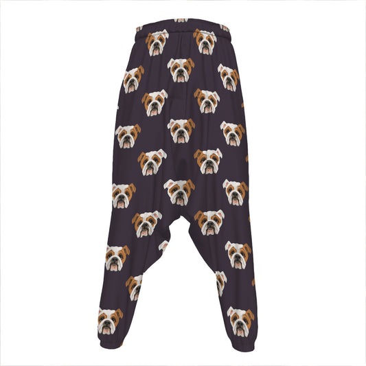 Cute English Bulldog Pattern Print Hammer Pants